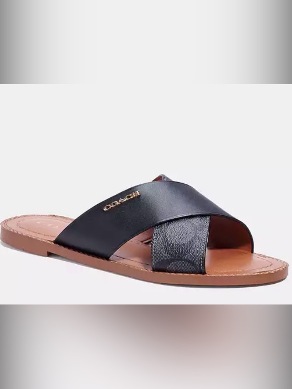 NIB Coach Hilda Cross-Band Slide Sandals in Black, Size 9 - Picture 5 of 7